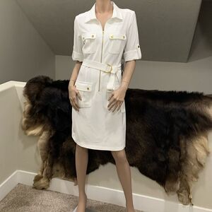 NewāZip-FrontāShirtāDressĀ withāPocketsā&āBelt